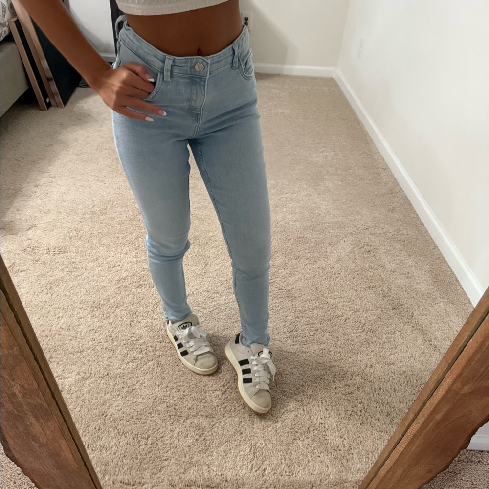Girls Zara Blue Skinny Jeans with Distressed Details